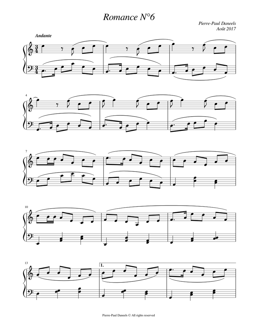 Romance N°6 Sheet music for Piano (Solo) Download and print in PDF or