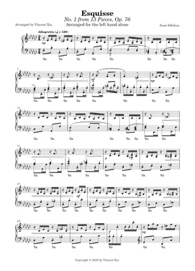 Sibelius-Xia - Esquisse (No. 1 from 13 Pieces, Op. 76), arranged for the  left hand alone Sheet music for Piano (Solo) | Musescore.com