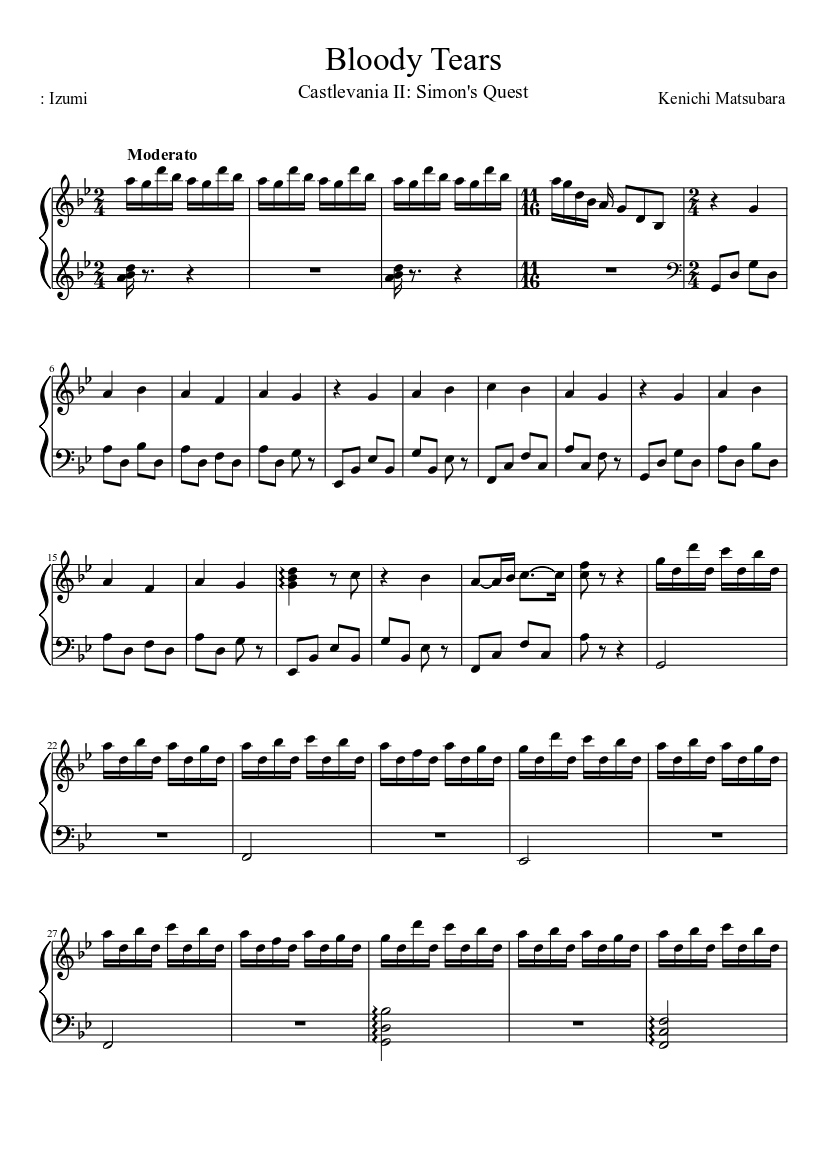 Bloody Tears Sheet music for Piano (Solo) | Musescore.com