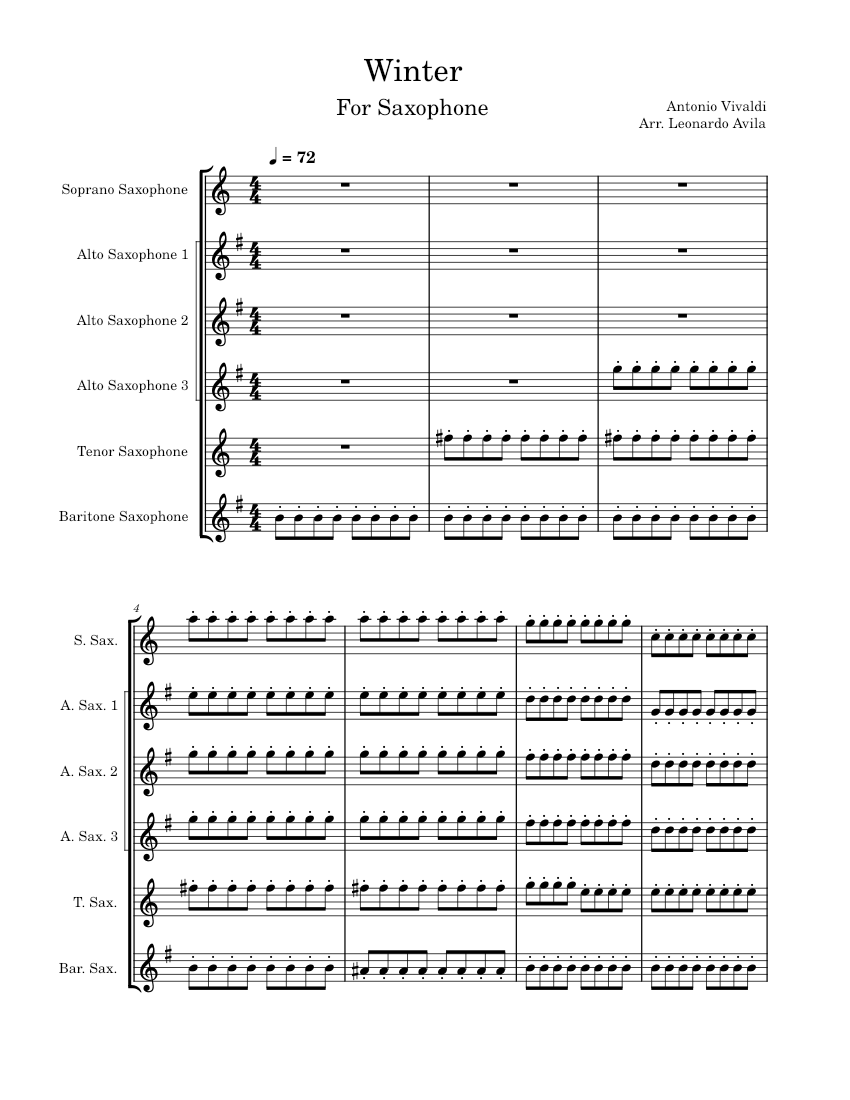 The four seasons - winter – Antonio Vivaldi Winter1 Sheet music for ...