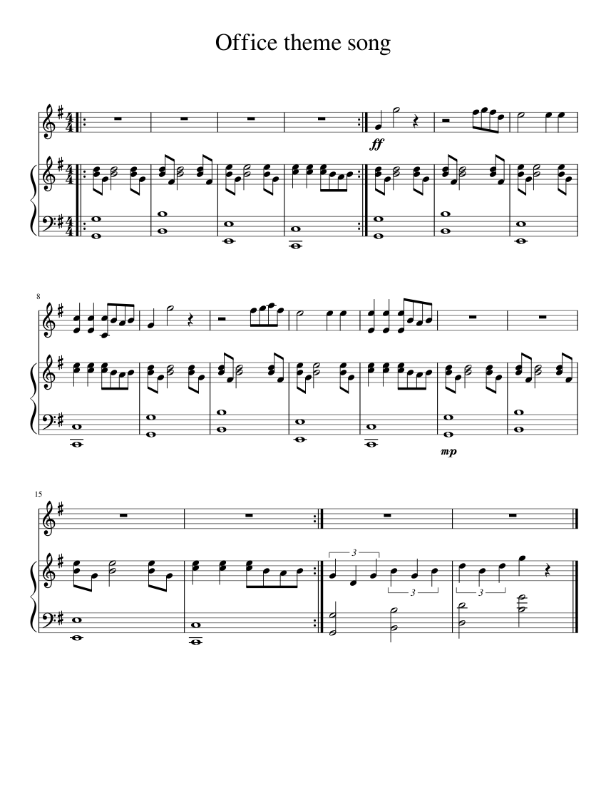 Office theme song Sheet music for Piano (Solo) | Musescore.com