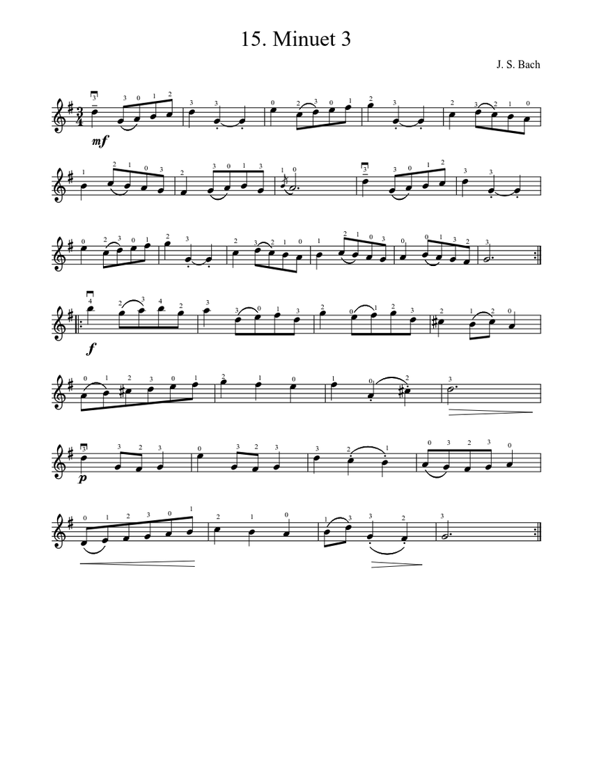 15. Minuet 3 Sheet music for Violin (Solo) | Download and print in PDF ...