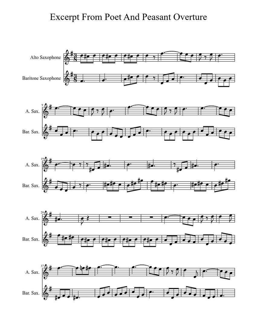 Excerpt From Poet And Peasant Overture Sheet music for Saxophone alto