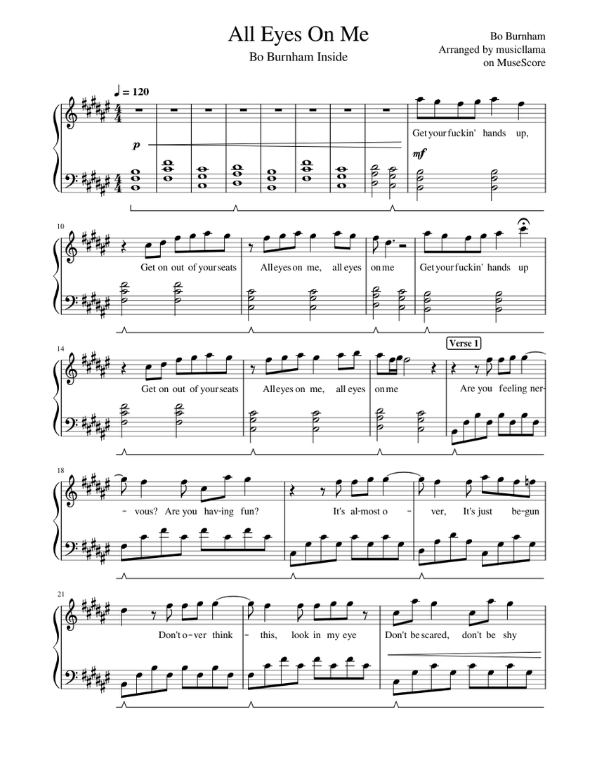 All Eyes On Me – Bo Burnham (Easy Piano) Sheet music for Piano (Solo