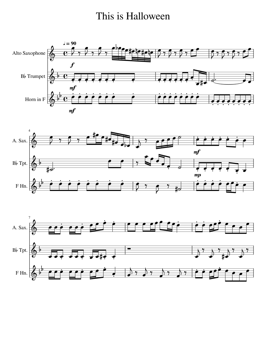 This is Halloween trio Sheet music for Trumpet (In B Flat), Saxophone