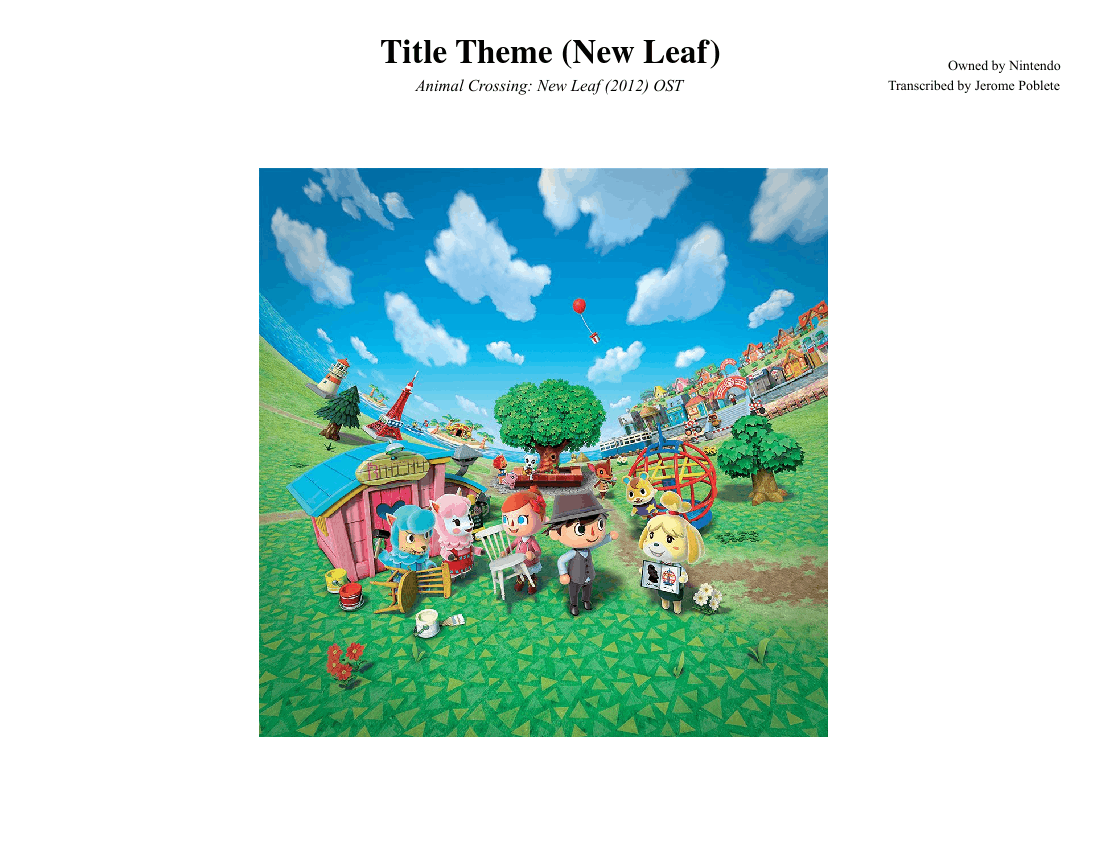 Title Screen - Animal Crossing: New Leaf OST Sheet music for Piano