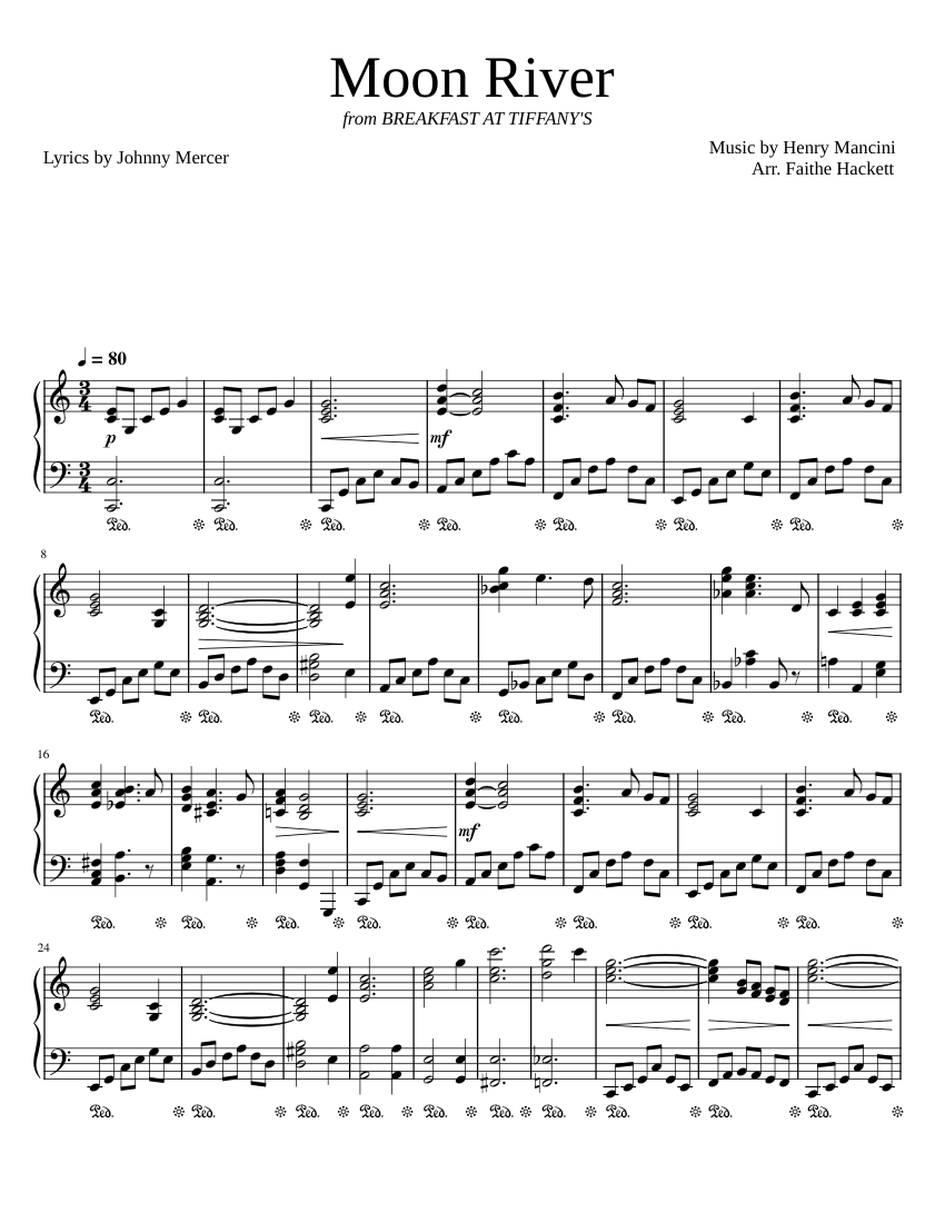 MOON RIVER Sheet music for Piano (Solo) | Musescore.com