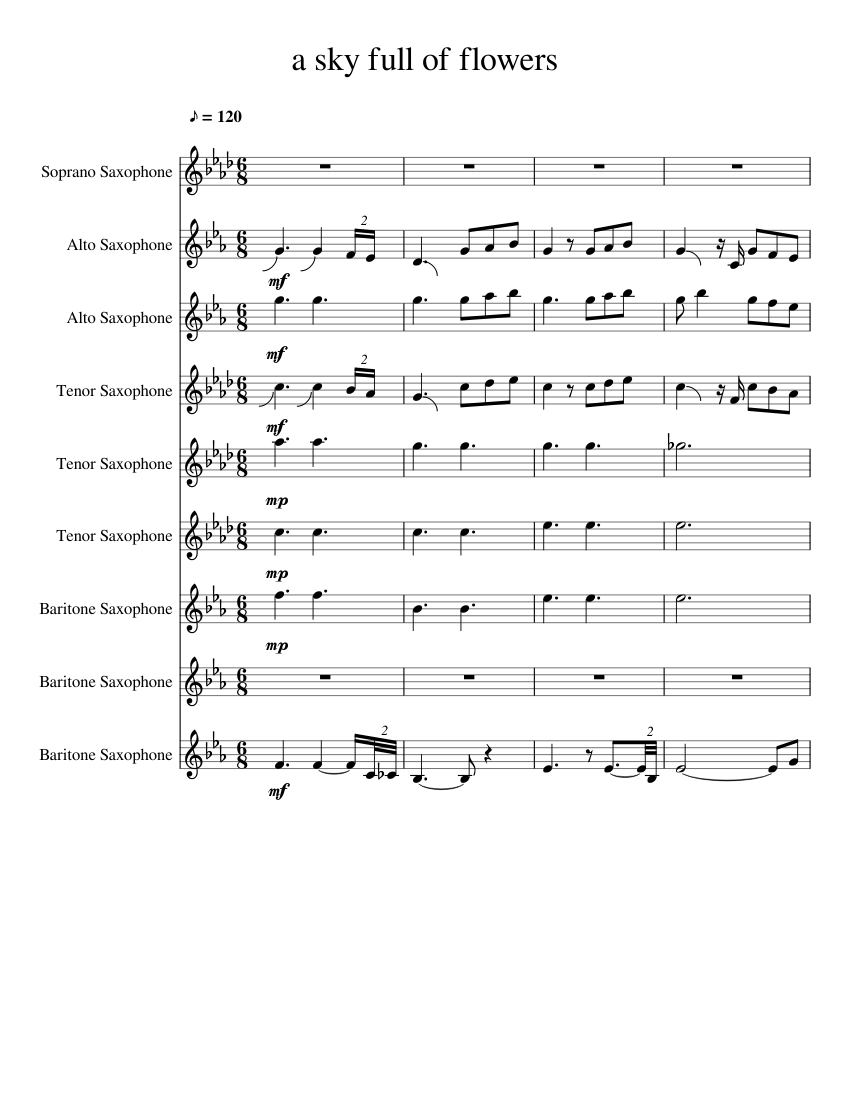 a sky full of flowers Sheet music for Saxophone alto, Saxophone tenor, Saxophone baritone