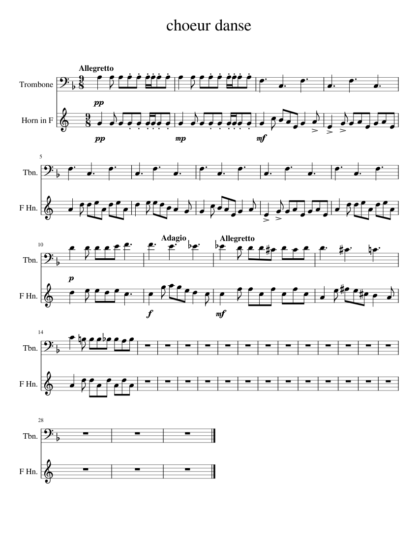 Choeur danse for trombone and horn
