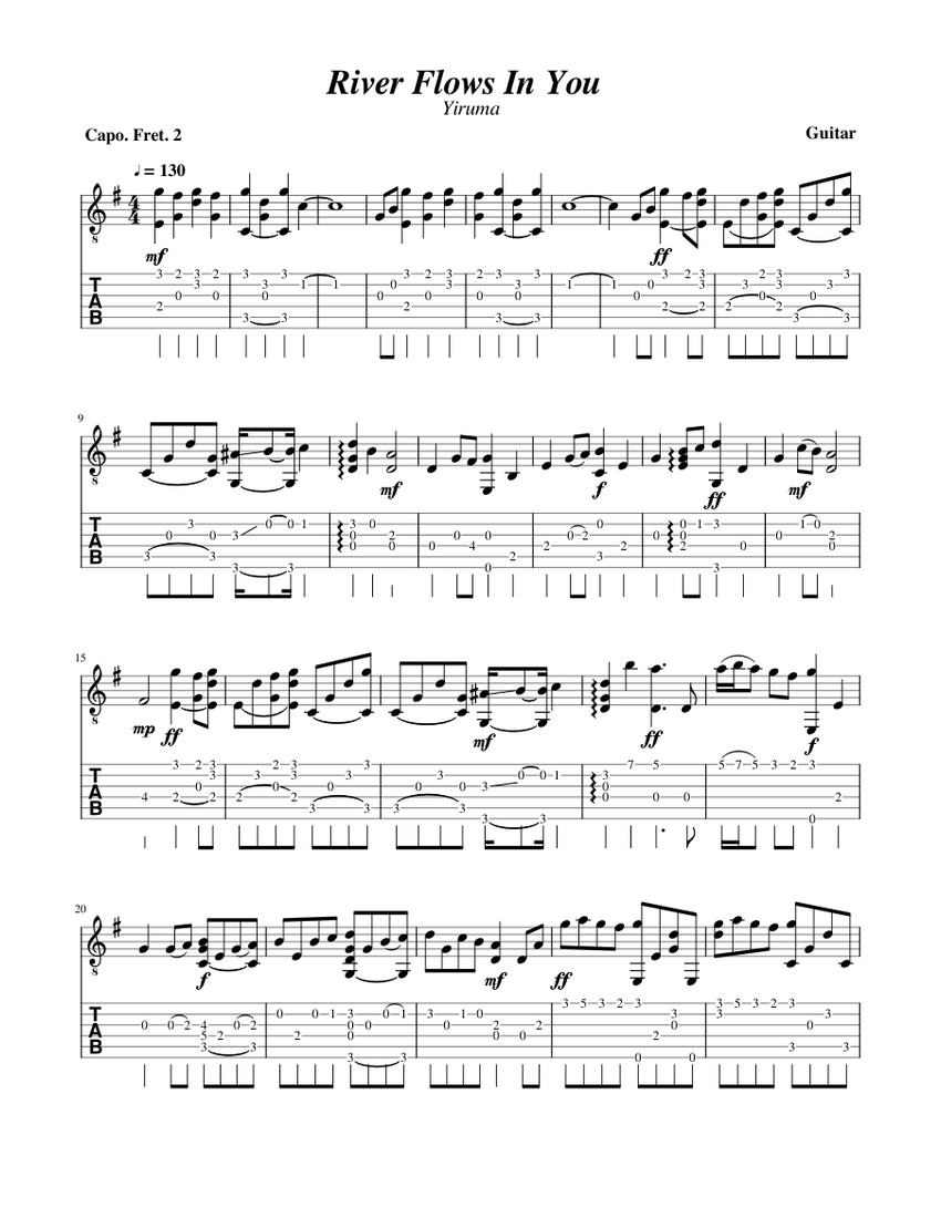 River Flows In You Guitar Sheet music for Guitar (Solo)