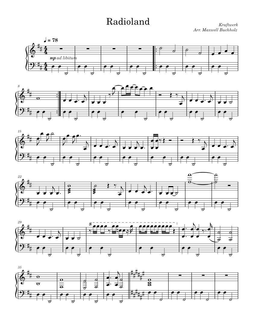 Radioland – Kraftwerk 楽譜 ピアノ (ソロ) | MuseScore.com