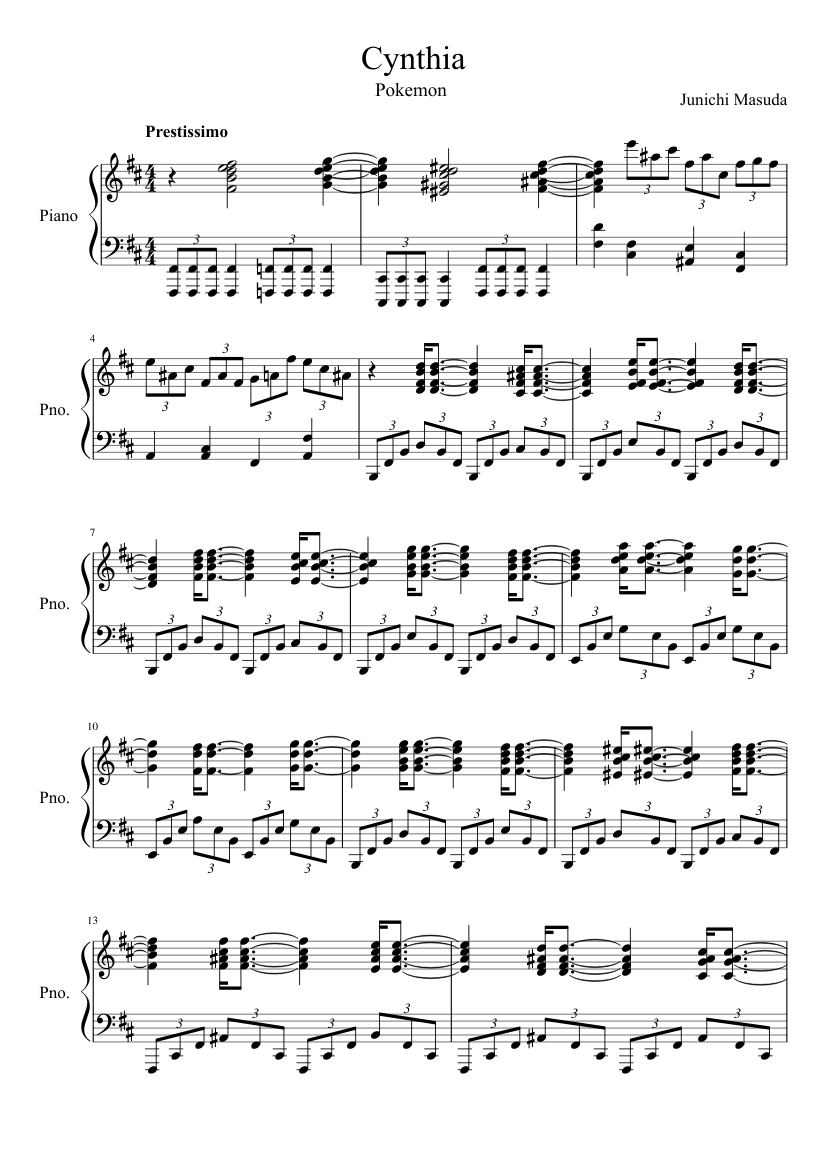 Cynthia Piano Theme D P P Sheet Music For Piano Solo Musescore Com - roblox piano sheets pokemon