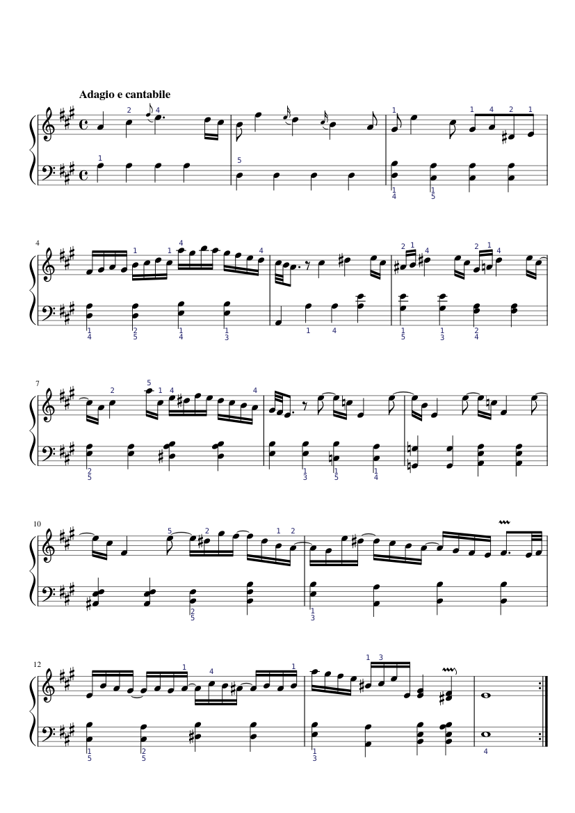 Keyboard Sonata in A major K.208