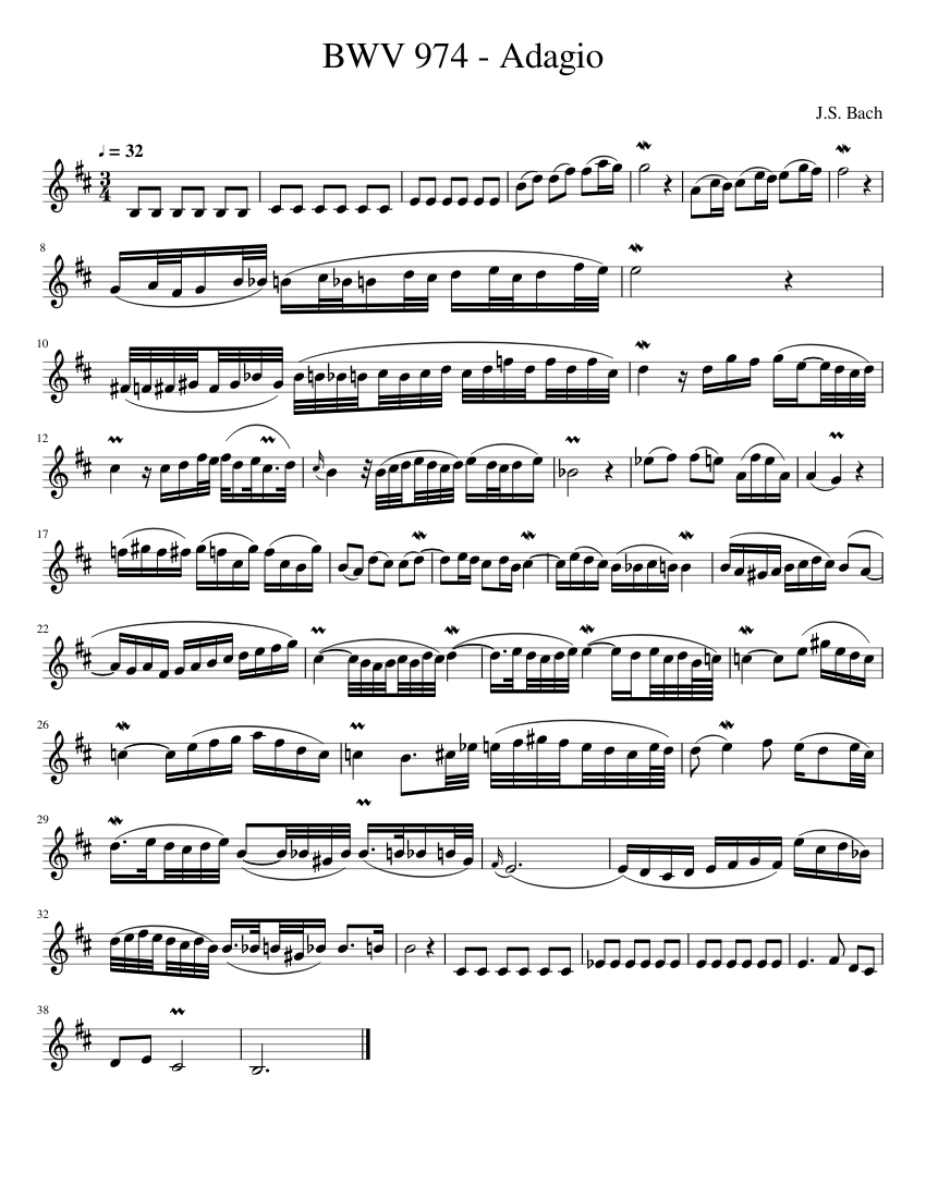 BWV 974 - Adagio Sheet music for Saxophone alto (Solo) | Musescore.com