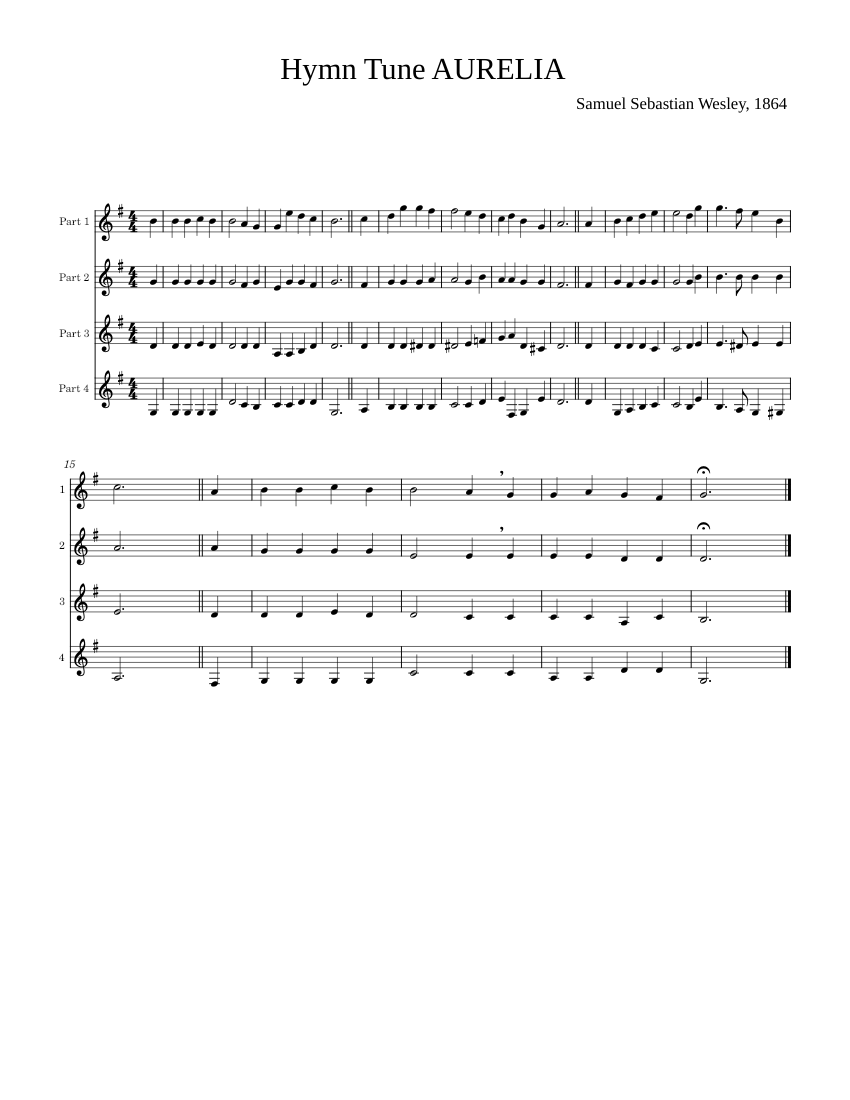 Hymn Tune AURELIA Sheet music for Baritone horn (Brass Quartet