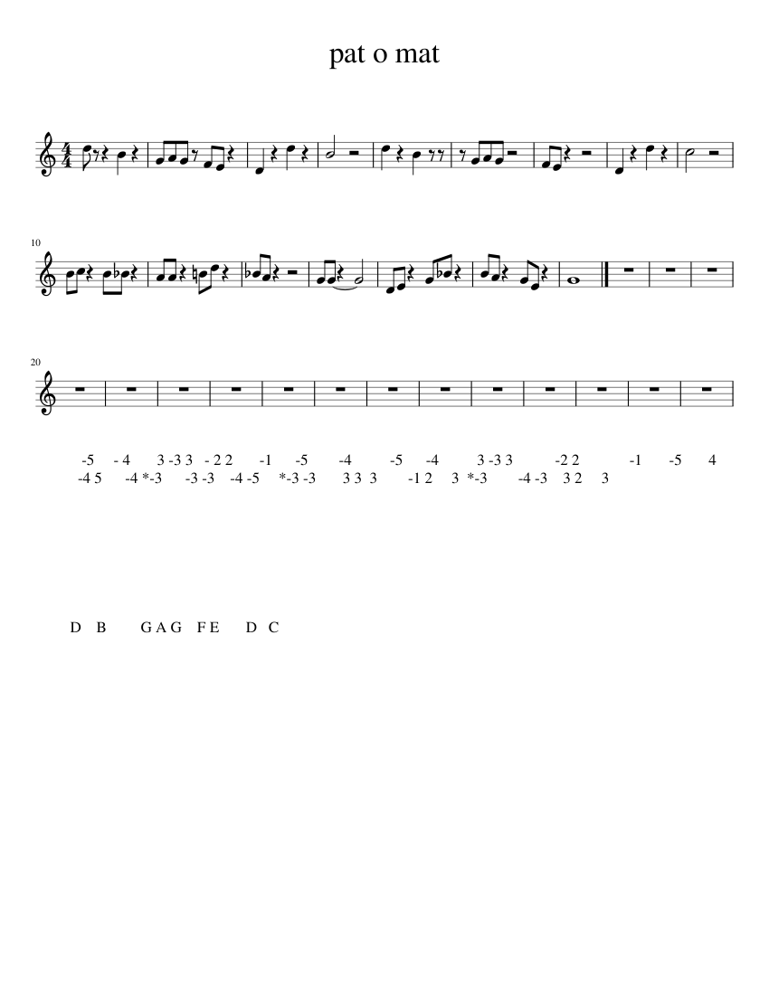 pat o mat Sheet music for Harmonica (Solo) | Musescore.com