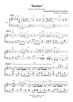 Peaches (from Super Mario Bros Movie) (for recorder) - Brian Tyler, Jack  Blackman Sheet music for Piano, Recorder (Solo)