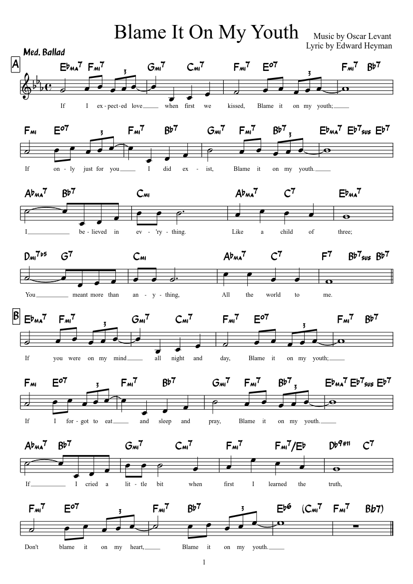 Blame It On My Youth Sheet music for Piano (Solo) | Musescore.com