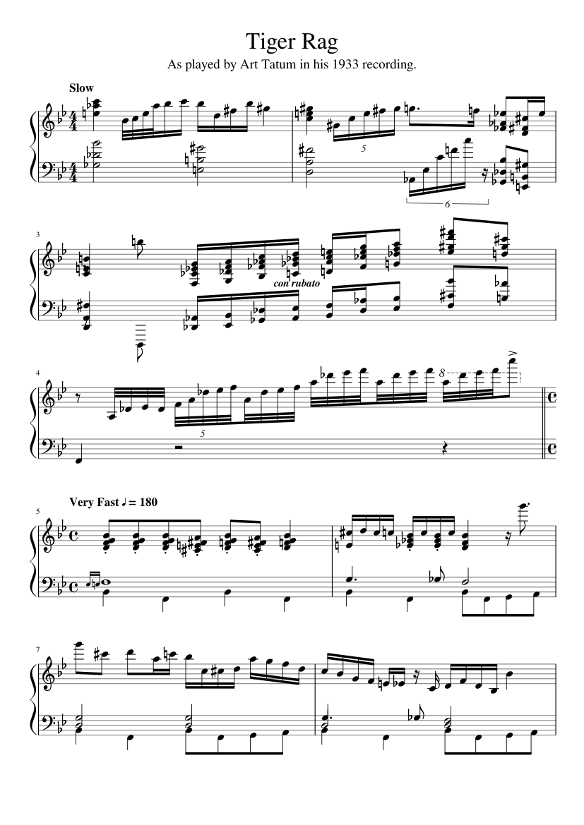 Tiger Rag Sheet music for Piano (Solo) | Musescore.com