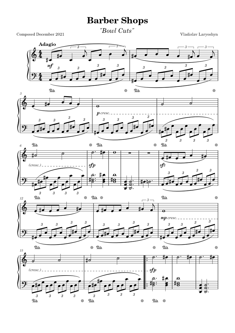 Barber Shop Sheet Music for Piano (Solo) easy | MuseScore.com