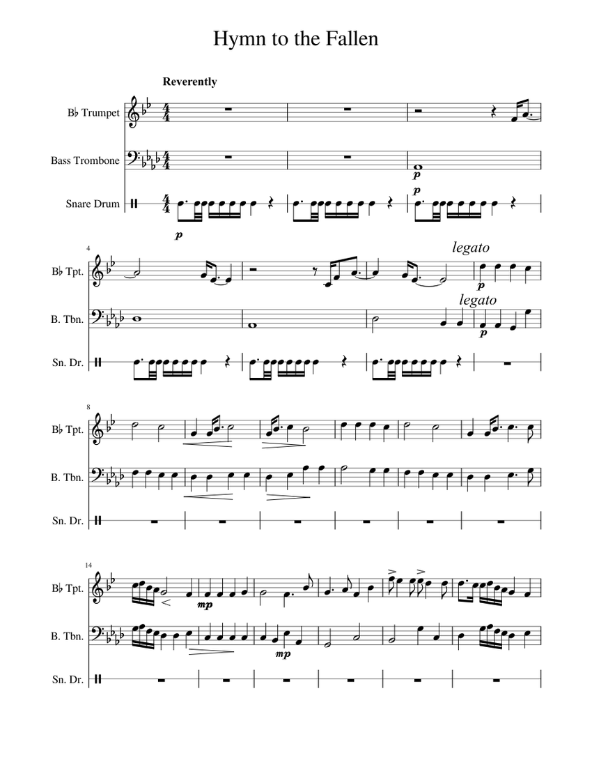Hymn to the Fallen Duet Sheet music for Trumpet other (Solo