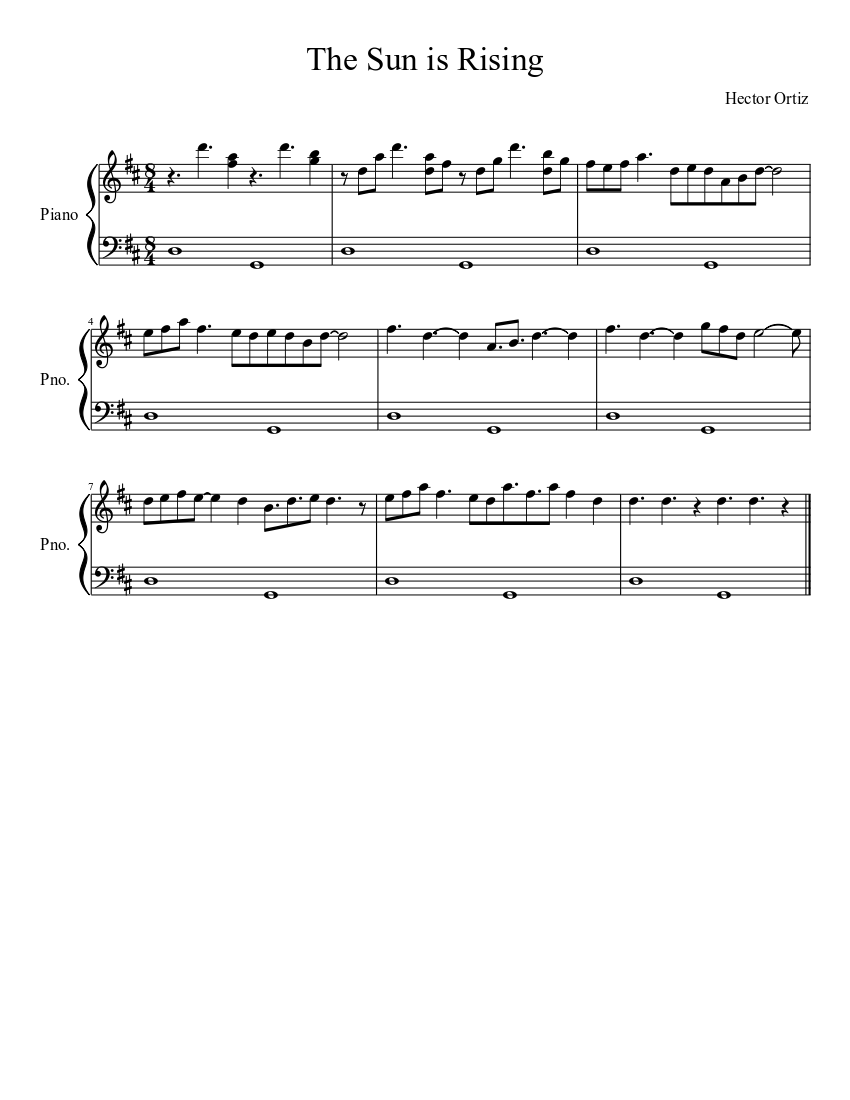 The Sun is Rising Sheet Music for Piano (Solo) | MuseScore.com