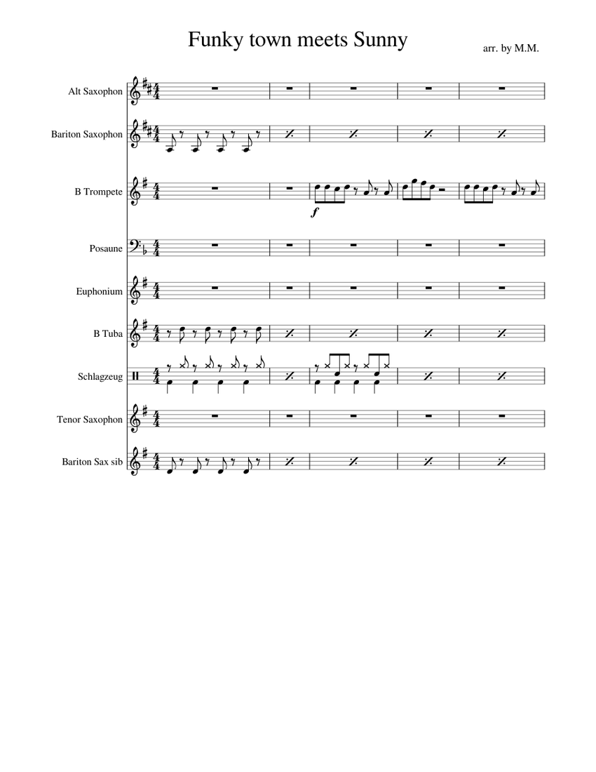 Funky town meets Sunny Sheet music for Trumpet (In B Flat), Trombone ...