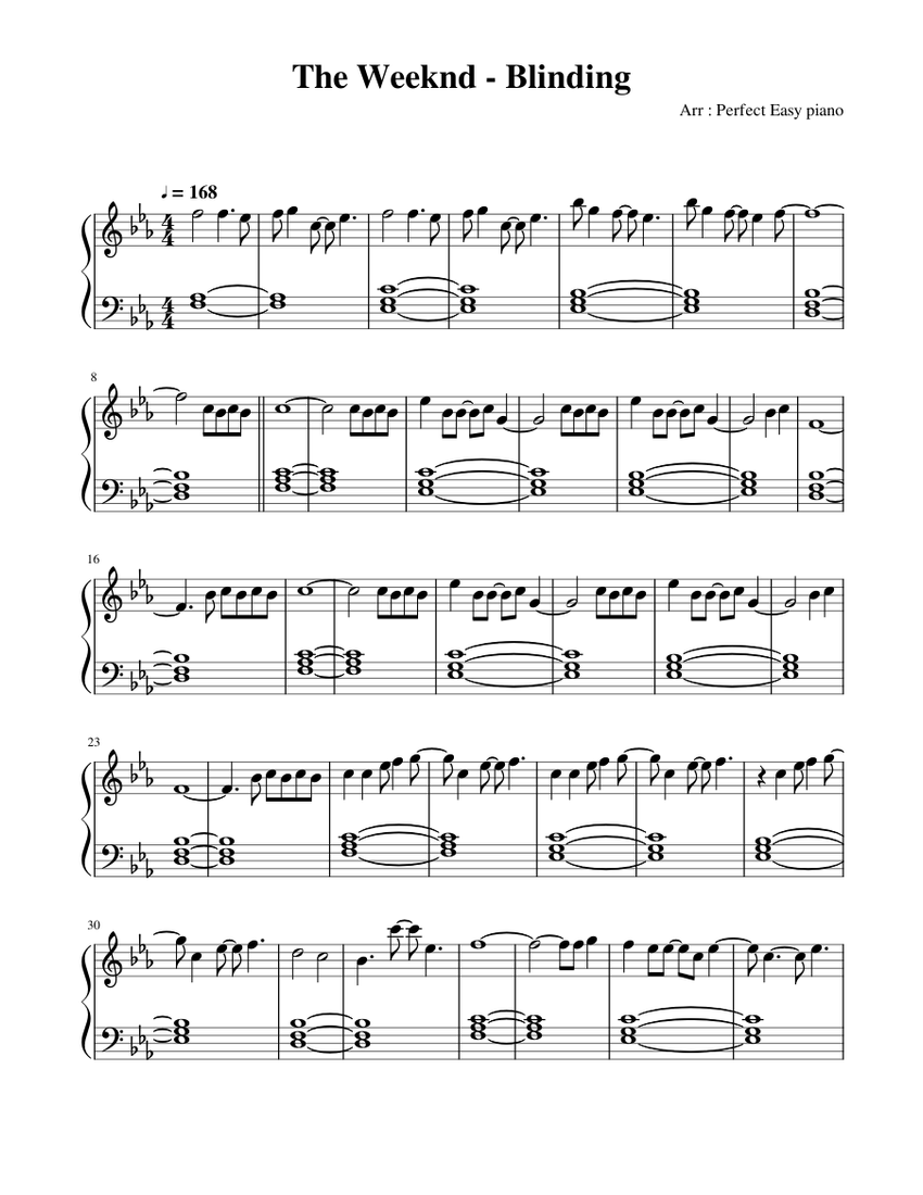 The Weeknd - Blinding Lights Sheet music for Piano (Solo) Easy |  Musescore.com