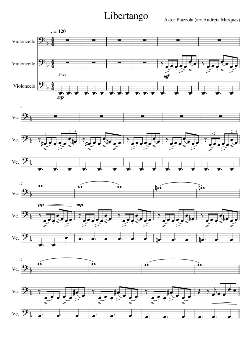 Piazzola Libertango for 3 Cello