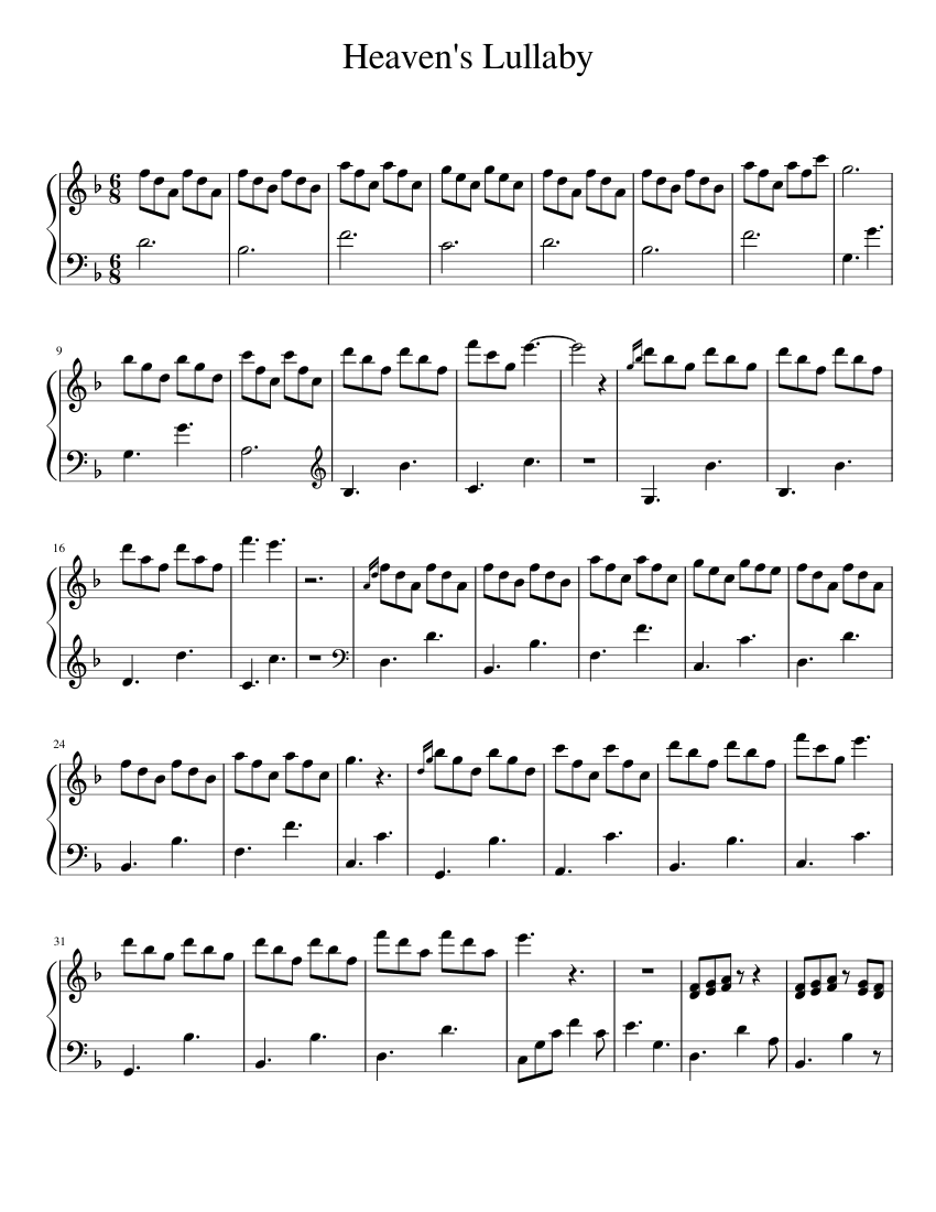 Heaven S Lullaby Sheet Music For Piano Solo Musescore Com