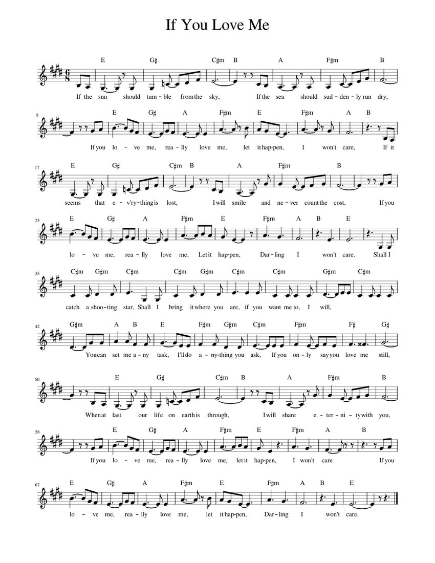 If You Love Me Sheet music for Piano (Solo) Easy | Musescore.com