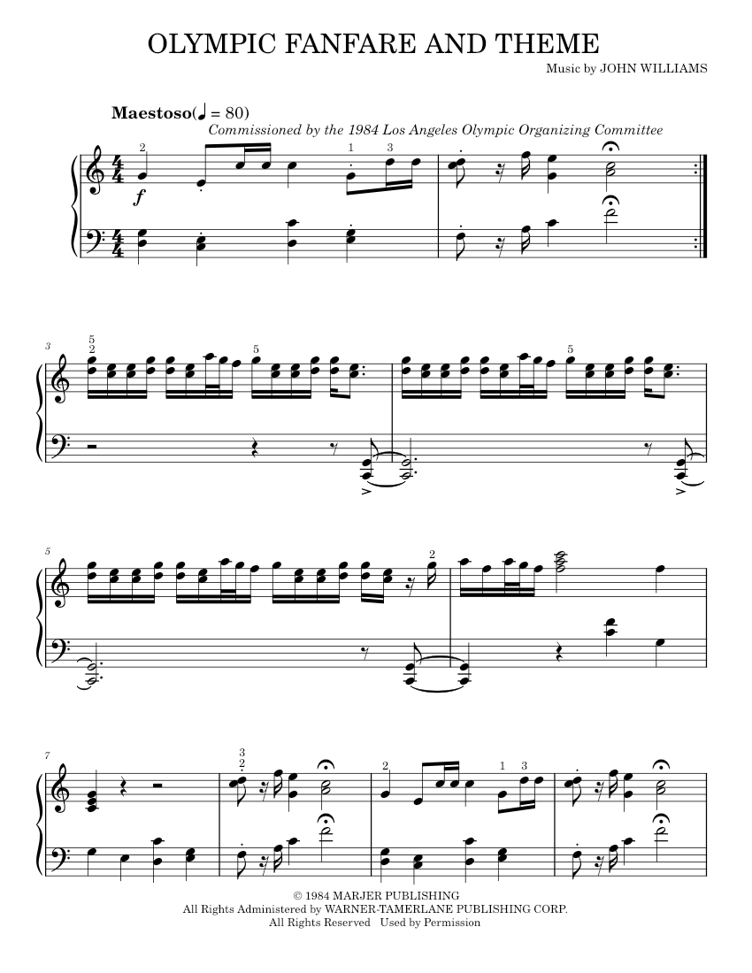 Play Official version of The Olympic Fanfare Sheet Music by John ...