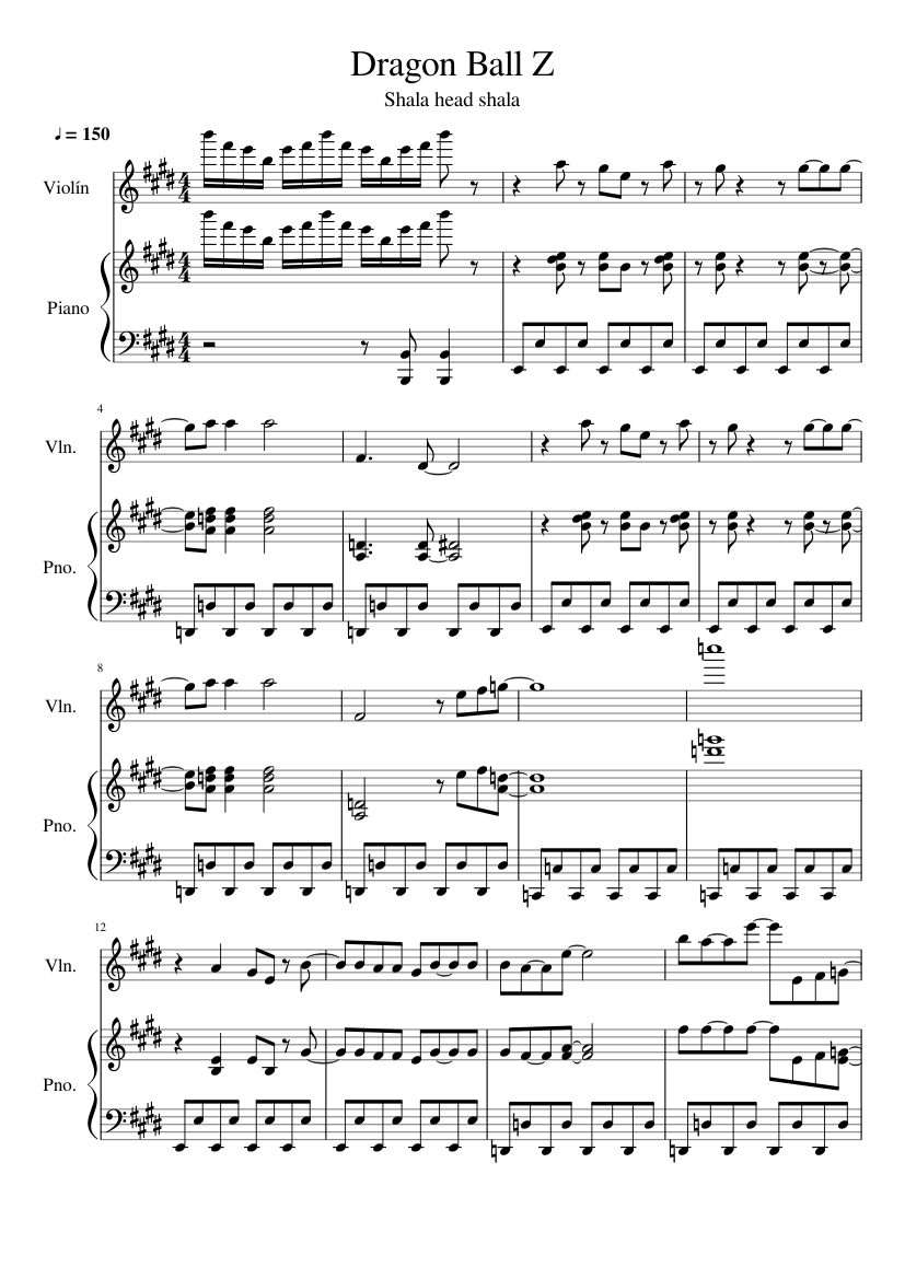 Dragon Ball Z Sheet music for Piano, Violin (Solo) | Musescore.com