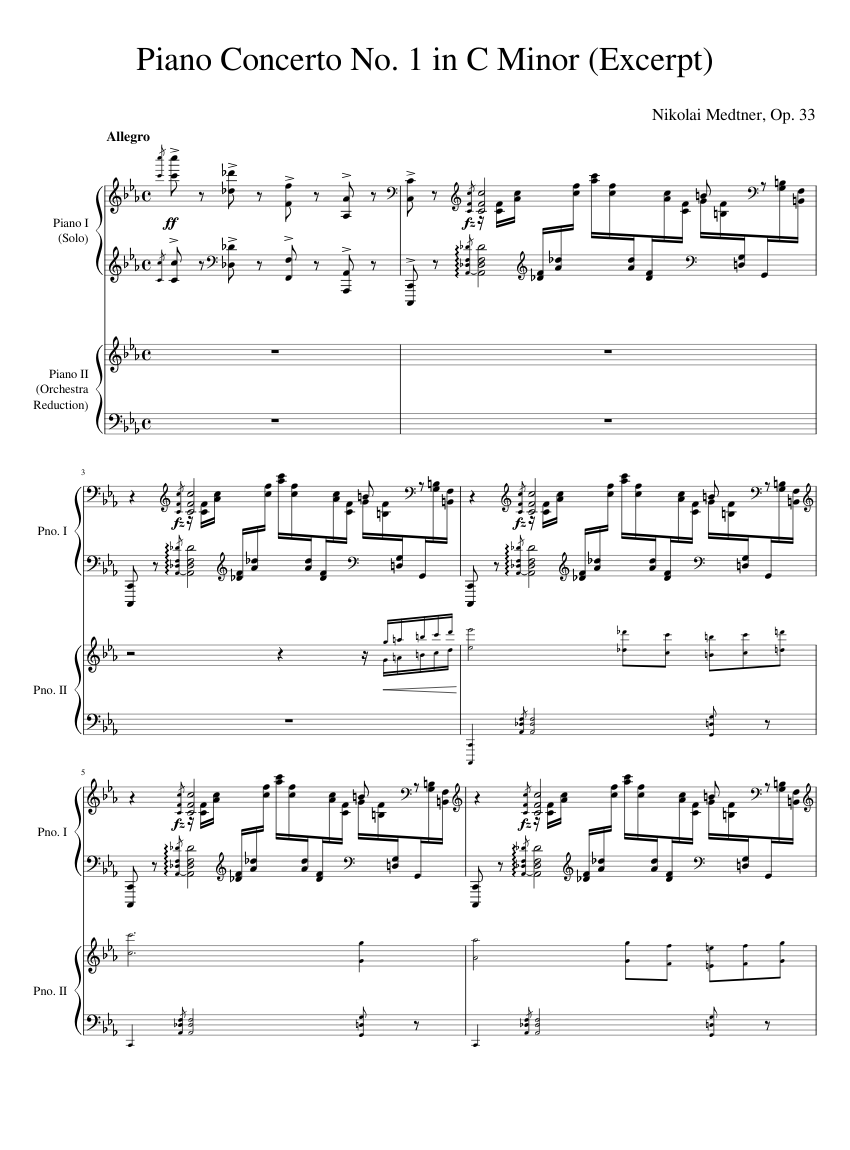 Medtner Piano Concerto No. 1 (Excerpt) arr. for 2 pianos