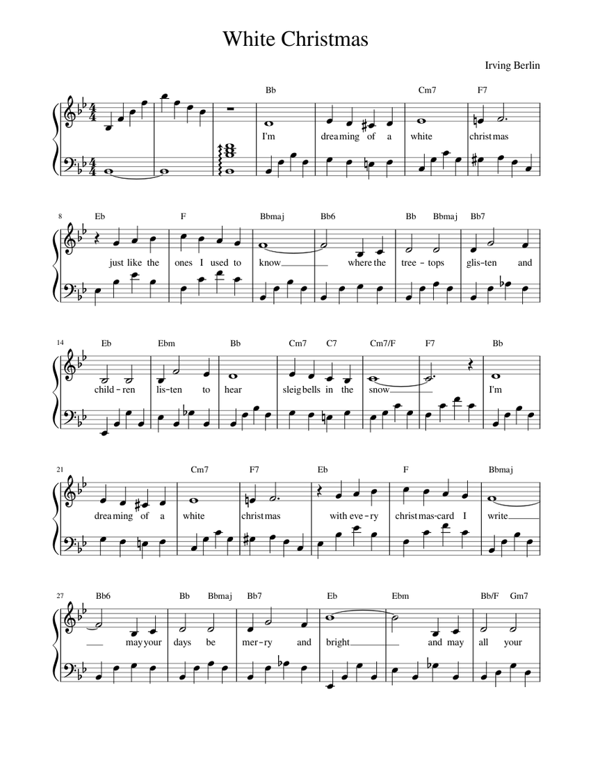 White Christmas - piano Sheet music for Piano (Solo) | Musescore.com