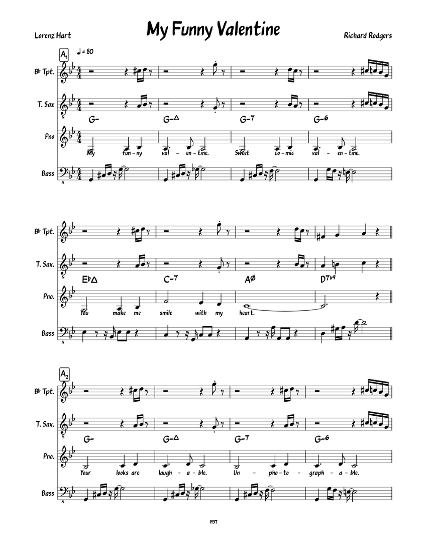My Funny Valentine Sheet music for Piano, Trumpet (In B Flat