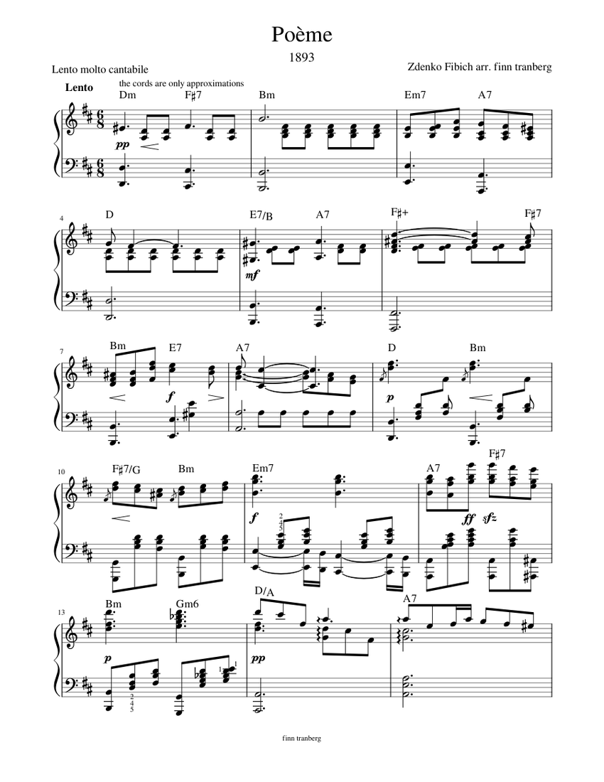 Poème by Zdenko Fibich Sheet music for Piano (Solo) | Musescore.com