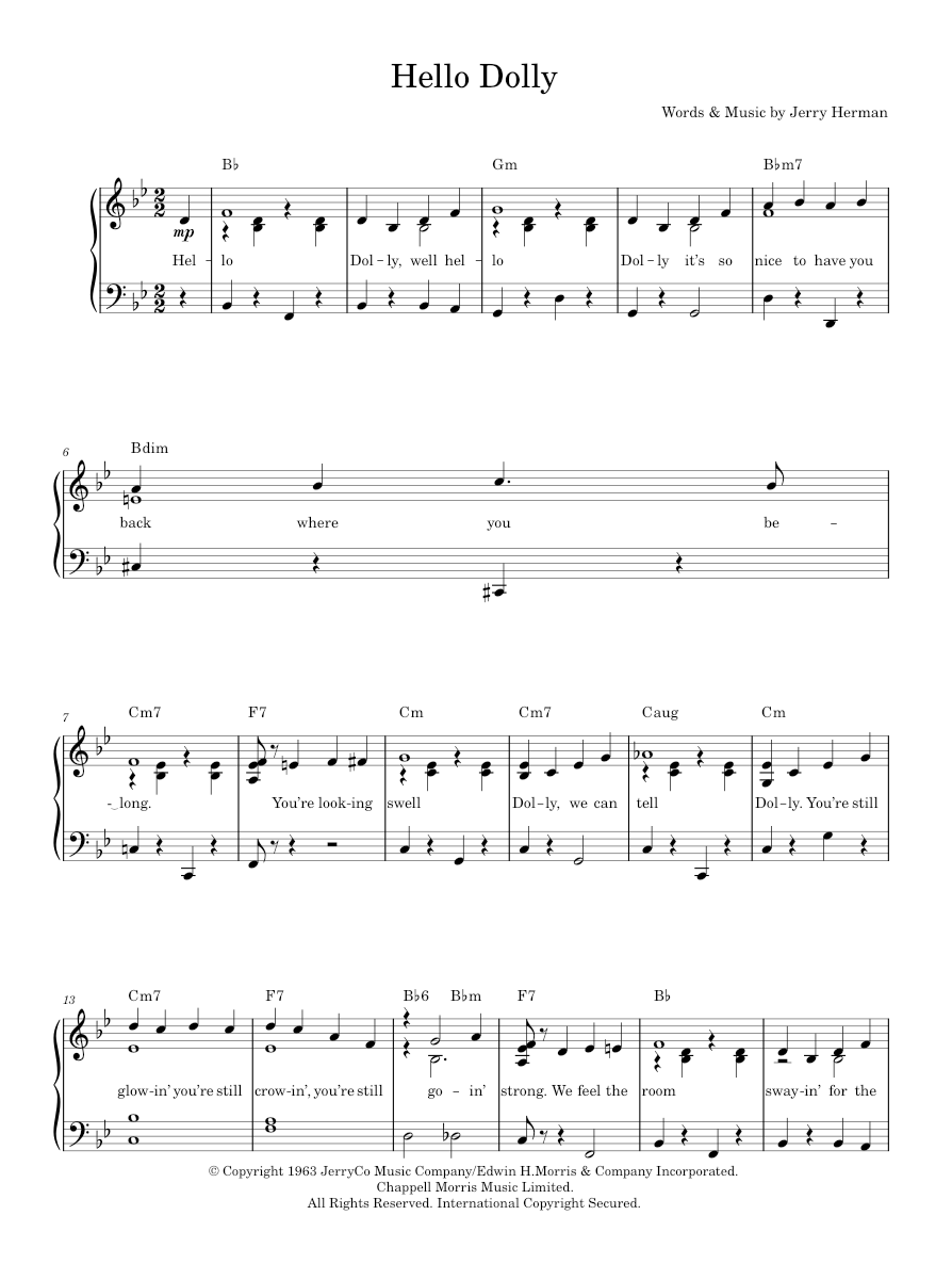 Hello Dolly Musical Script Play Official version of Hello, Dolly! Sheet Music by Jerry Herman for ...