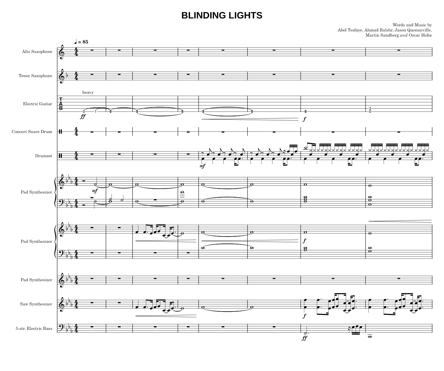 Blinding Lights - The Weeknd Sheet Music for Vocals, Saxophone alto ...