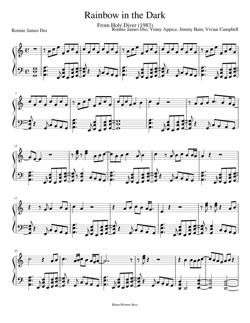 Rainbow in the Dark Sheet music for Piano (Solo) | Musescore.com