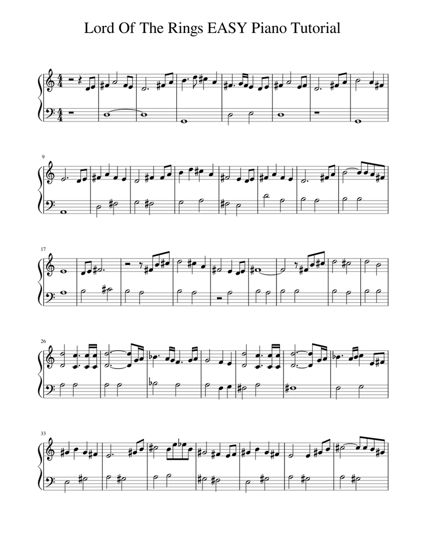 Lord Of The Rings EASY Piano Tutorial Sheet music for Piano (Solo) |  Musescore.com