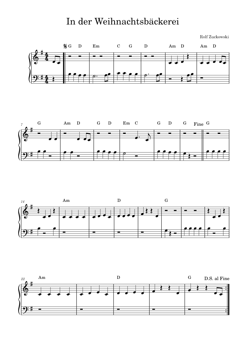 In der weihnachtsbäckerei Rolf Zuckowski In der Weihnachtsbäckerei Sheet music for Piano (Solo