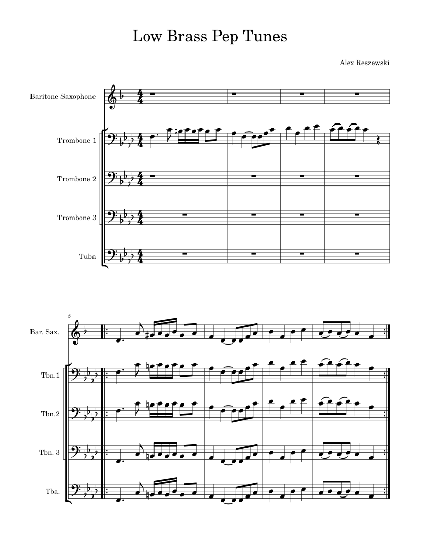 Marching Band – Misc Low Brass Pep Tunes Sheet music for Trombone, Tuba,  Saxophone baritone (Marching Band)