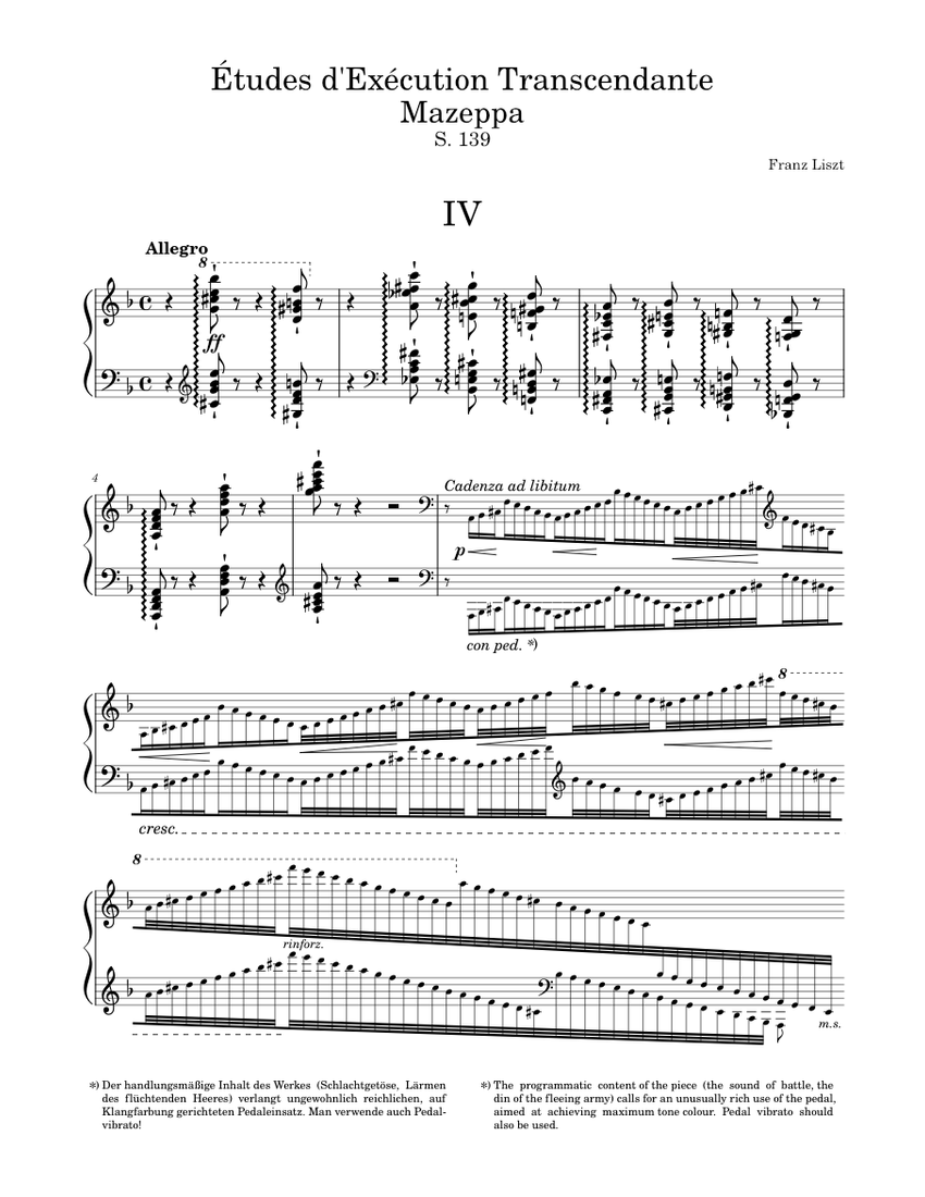 Transcendental Étude No. 4 "Mazeppa" Sheet music for Piano (Solo) |  Musescore.com