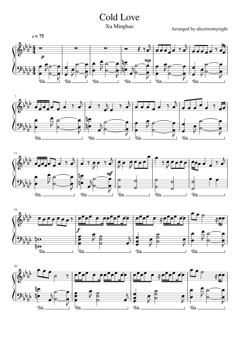 Cold Love – THE8 (SEVENTEEN) Sheet Music for Piano (Solo) easy