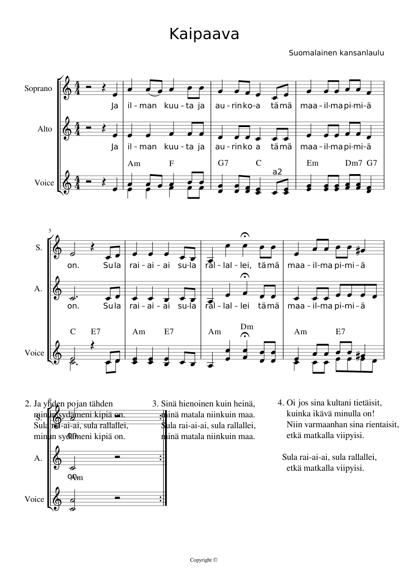 Kaipaava_kuoro Sheet music for Voice (other) (Solo) | Musescore.com