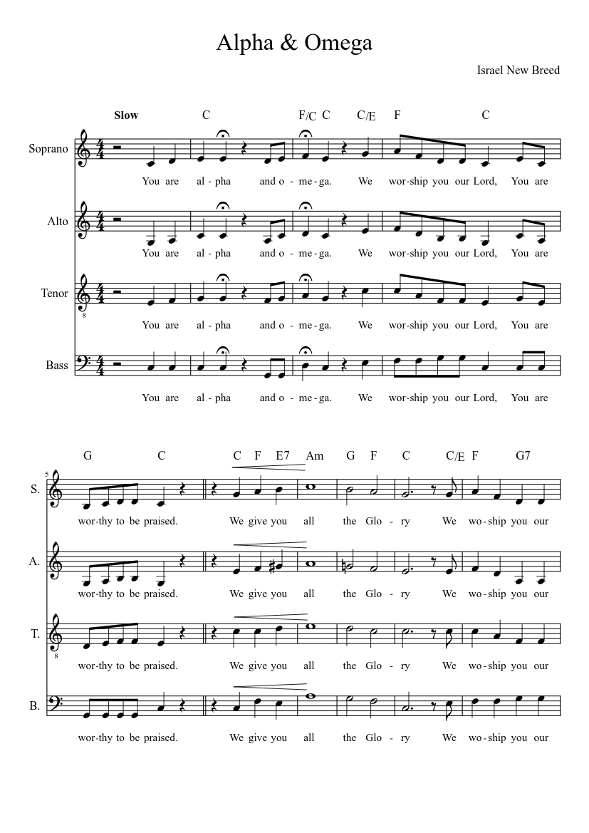 Alpha Omega Sheet Music For Bass Solo Musescore Com