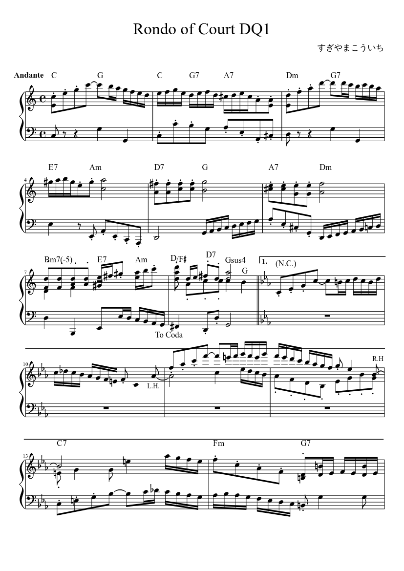 Rondo of Court - Dragon Quest III Sheet music for Piano (Solo) |  Musescore.com