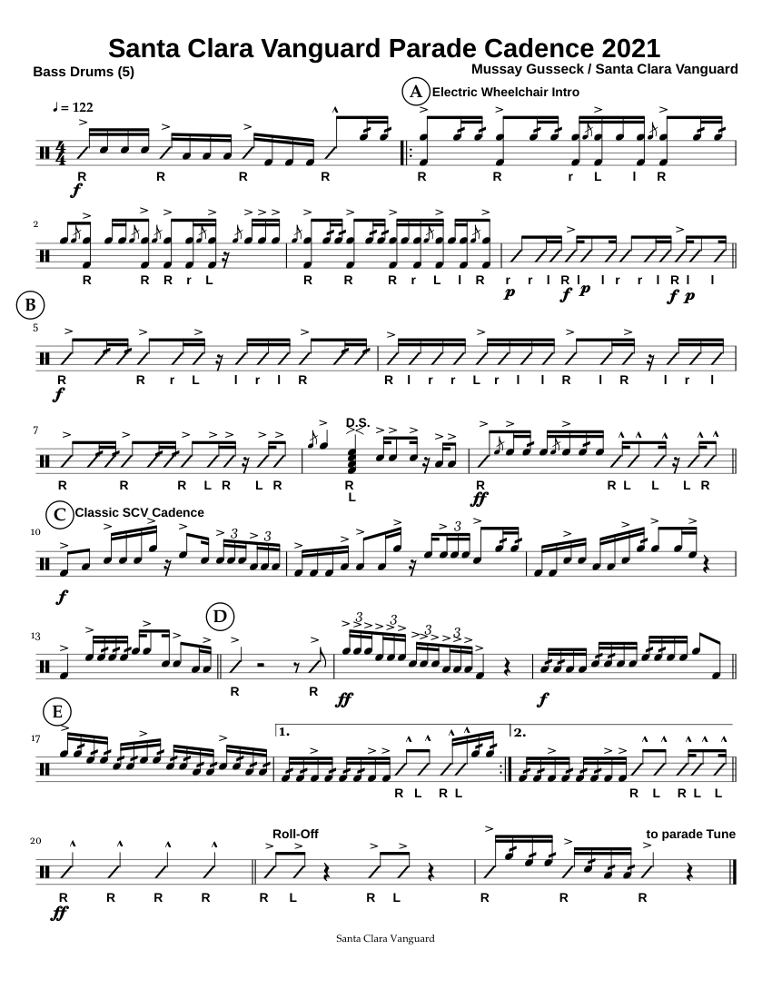 santa-clara-vanguard-parade-cadence-2021-bassline-sheet-music-for