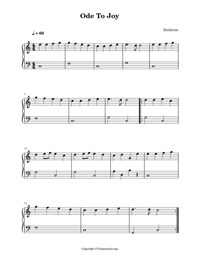 Ode To Joy – Ludwig van Beethoven Ode To Joy - Piano Sheet music for ...